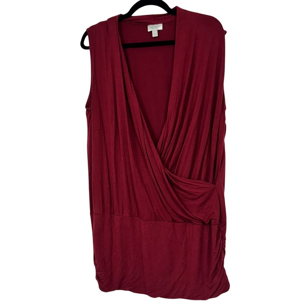 City Chic Refinity Maroon Wrap Front Tunic Blouse Womens L Sleeveless Top